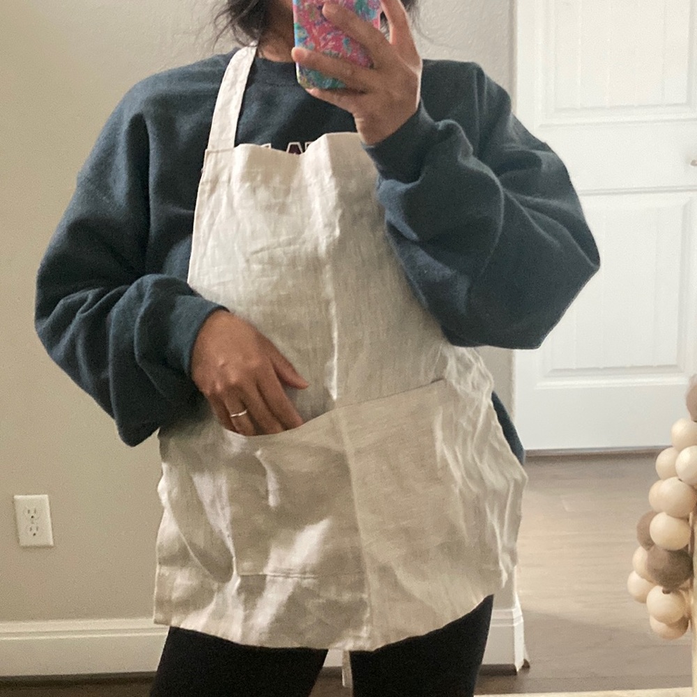 Flax n Linens tan linen apron
